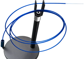 Soporte de fibra con fibra azul enrollada