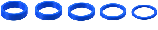 Juego de cinco anillos de enfoque azules de distinto grosor