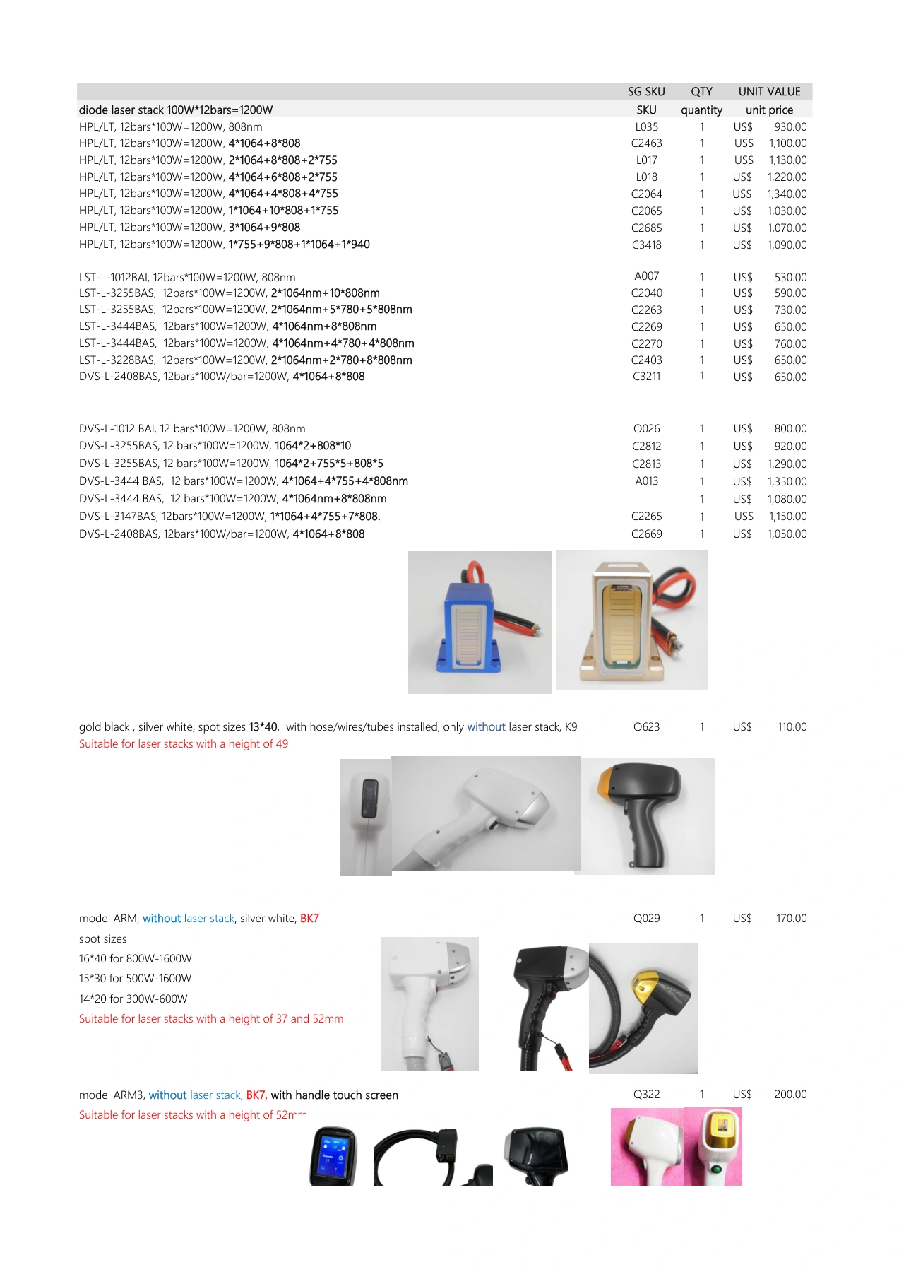 1200W Stacks & Handpieces, original page 1