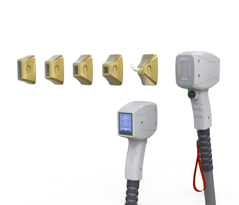 Diode laser handpieces and five interchangeable treatment heads